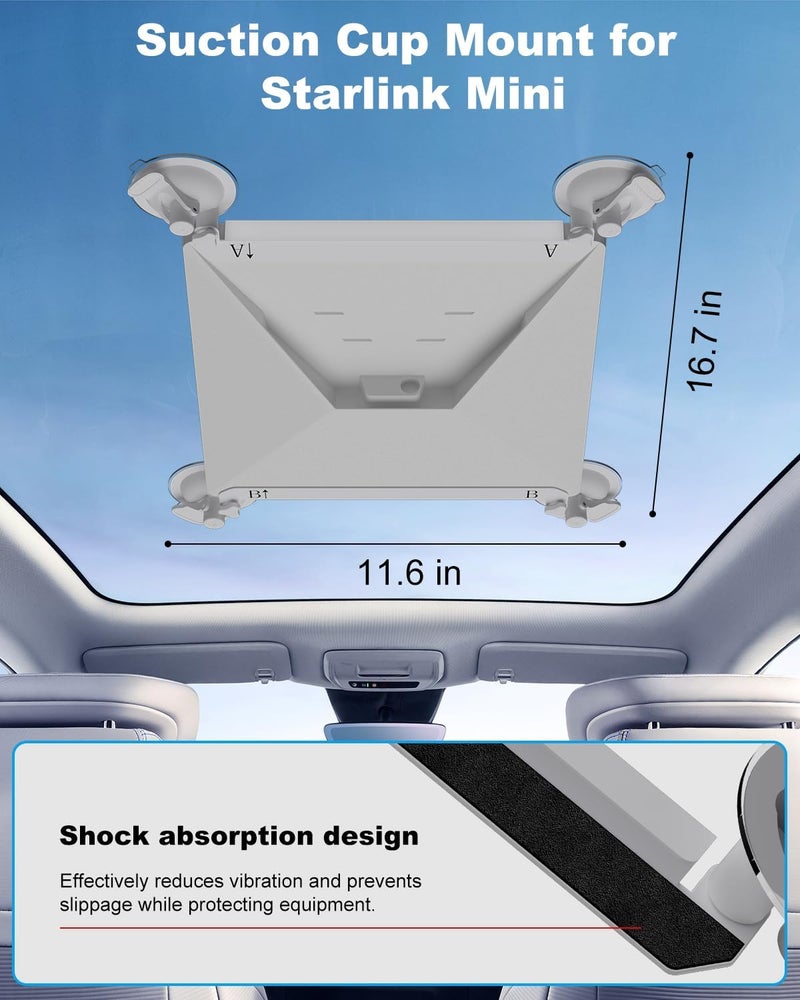 Mwin Starlink Mini Mount, Suction Cup for Starlink Mini Accessories, Car Automotive Sunroof Window Strong Suction Cup Roof Rack Kit, Car Rack System Rack Adapters in RVs, Boats, and Road Trips (White) - Image 4